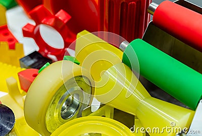 Engineering plastics. Plastic material used in manufacturing industry. Global engineering plastic market concept. Polyurethane Stock Photo
