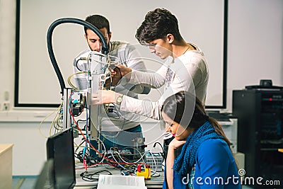 Engineering robotics class teamwork Stock Photo