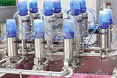 Engineering solutions for product separation. Double butterfly valves Editorial Stock Photo