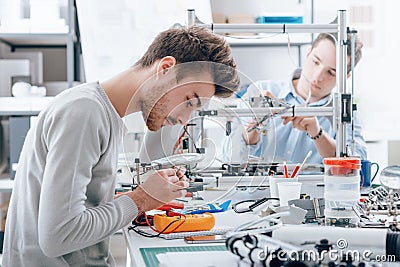 Engineering students working in the lab Stock Photo