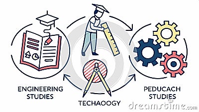 Engineering studies process, technology education and learning diagram vector design concept Generative AI Vector Illustration