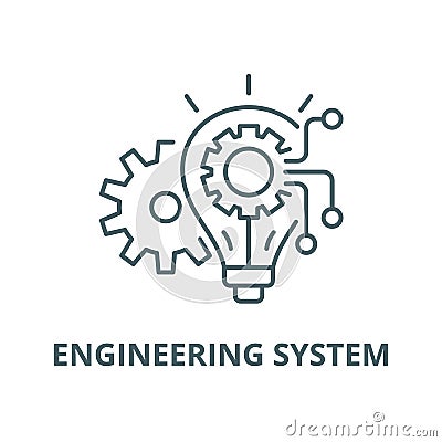 Engineering system line icon, vector. Engineering system outline sign, concept symbol, flat illustration Vector Illustration