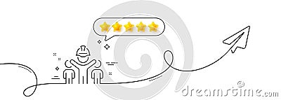 Engineering team line icon. Engineer or architect group sign. Continuous line with plane. Vector Vector Illustration