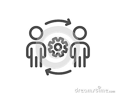 Engineering team line icon. Engineer or architect group sign. Vector Vector Illustration