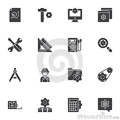 Engineering technology vector icons set Vector Illustration