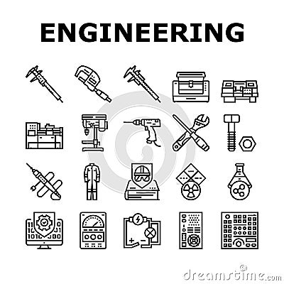 engineering tool work wrench icons set vector Vector Illustration