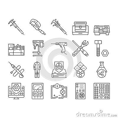 engineering tool work wrench icons set vector Vector Illustration