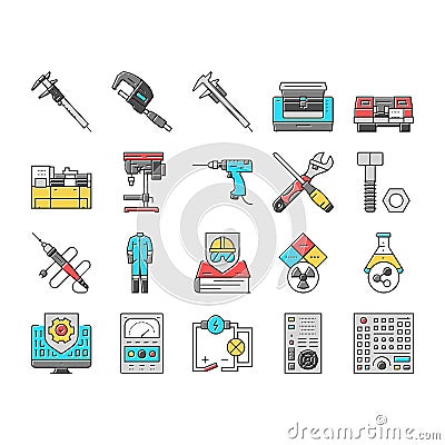 engineering tool work wrench icons set vector Vector Illustration