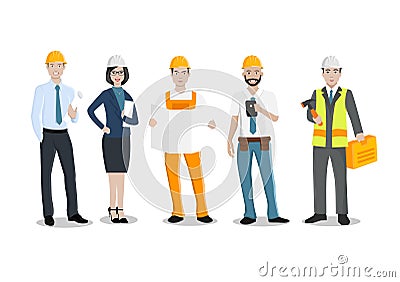 Engineers and mechanics and Construction Worker Vector Illustration