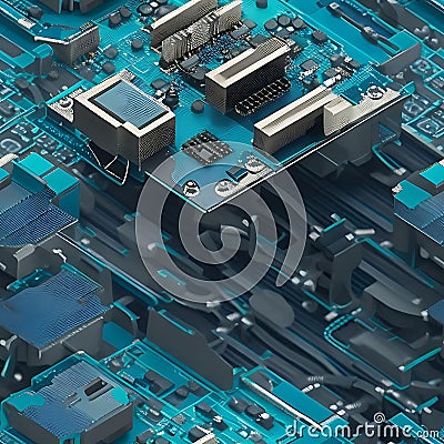 Hyper-Realistic Virtual Simulations for Testing New Circuit Board Technologies Stock Photo