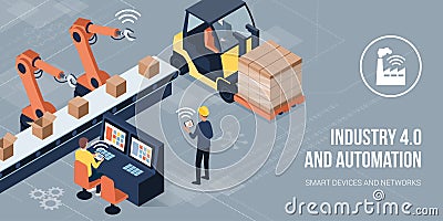 Industry 4.0 and automation Vector Illustration