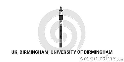 England, Birmingham, University Of Birmingham, travel landmark vector illustration Vector Illustration