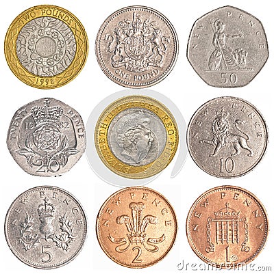 England circulating coins collection Editorial Stock Photo