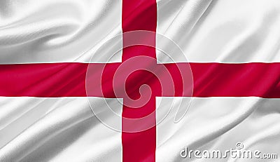 England flag waving with the wind, 3D illustration. Cartoon Illustration