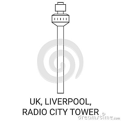 England, Liverpool, Radio City Tower travel landmark vector illustration Vector Illustration