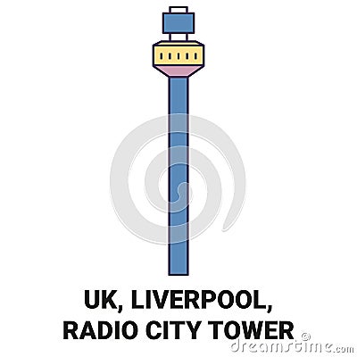 England, Liverpool, Radio City Tower travel landmark vector illustration Vector Illustration