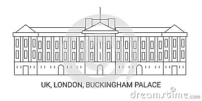 England, London, Buckingham Palace, travel landmark vector illustration Vector Illustration