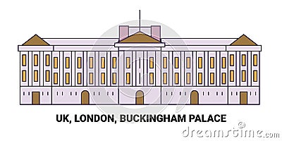 England, London, Buckingham Palace, travel landmark vector illustration Vector Illustration
