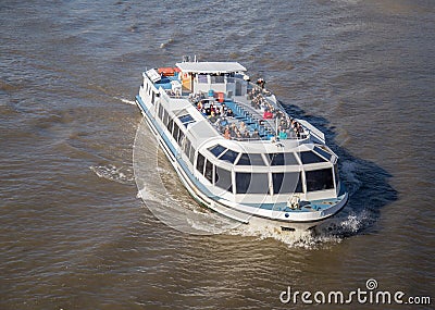 England . London . Tourist boat. River Thames. Editorial Stock Photo