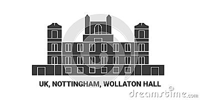 England, Nottingham, Wollaton Hall, travel landmark vector illustration Vector Illustration