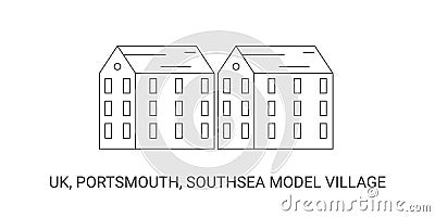 England, Portsmouth, Southsea Model Village, travel landmark vector illustration Vector Illustration