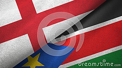 England and South Sudan two flags textile cloth, fabric texture Stock Photo