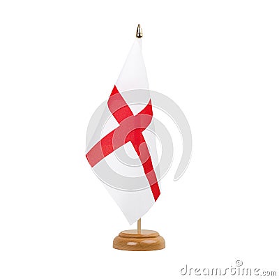 England St. George Flag, small wooden english table flag, isolated on white background Stock Photo