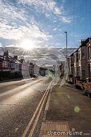 England street sunset morning view Northampton UK Stock Photo