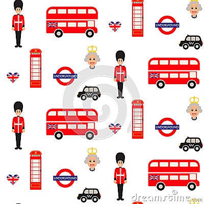 England symbols vector seamless pattern. Vector Illustration