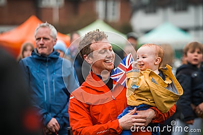 England, UK May 6, 2023: People celebration coronation onthe road waiting for King Charles the Third coronation. Happy Editorial Stock Photo