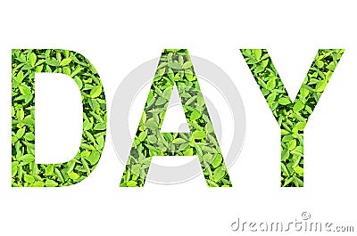 English alphabet of DAY. made from green grass on white background for isolated Stock Photo