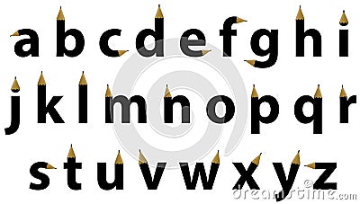 English alphabet letters in pencil design shape Vector Illustration