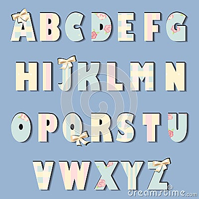 English alphabet. shabby chic Vector Illustration