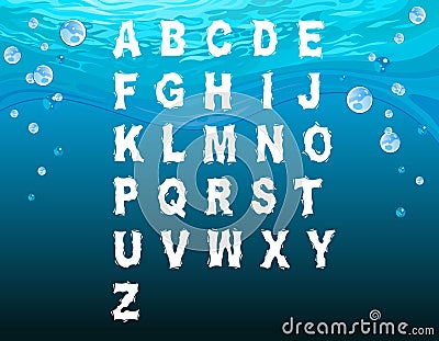 English alphabet in the underwater style Vector Illustration