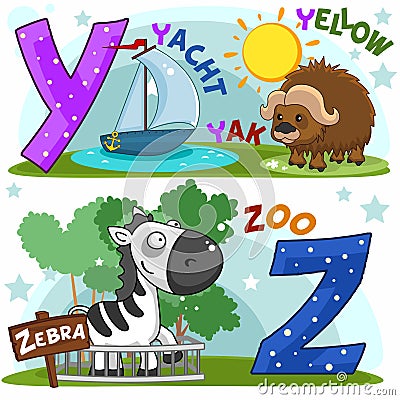 English alphabet Y Z Vector Illustration
