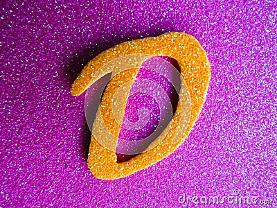 An English alphabet D pink background shiney Stock Photo