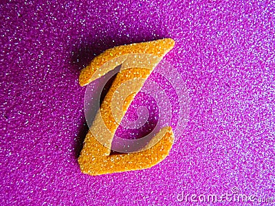 An English alphabet L pink background shiney Stock Photo