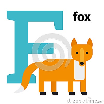 English animals zoo alphabet letter F Vector Illustration