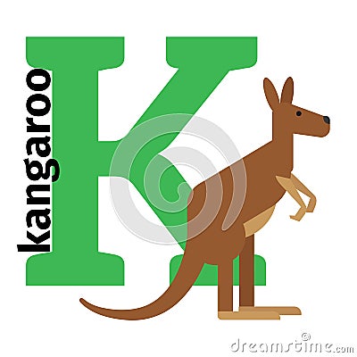 English animals zoo alphabet letter K Vector Illustration