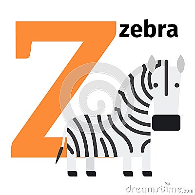 English animals zoo alphabet letter Z Vector Illustration