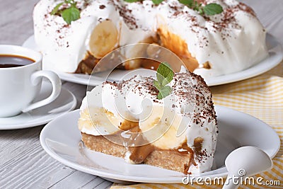 English Banoffee pie on a white plate close-up horizontal Stock Photo