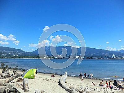 English Bay in a sunny summer day. Editorial Stock Photo