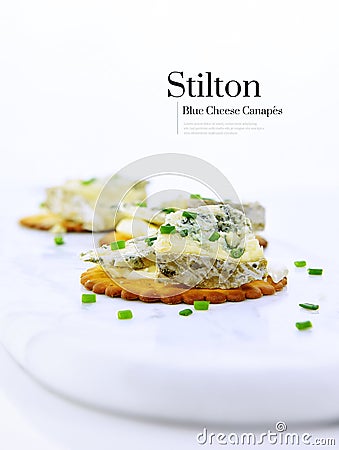 Stilton Blue Cheese Canapes Stock Photo