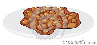 English Breakfast - Cooked Beans Vector Illustration