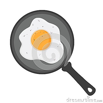 English breakfast - fried egg on pan. Flat style. Vector illustration Vector Illustration