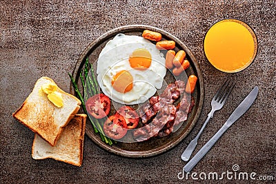 English breakfast on grungy table Stock Photo