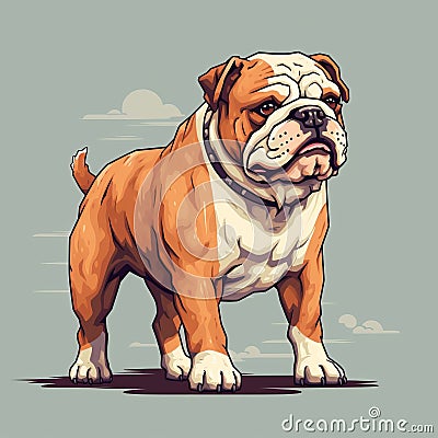 8bit Bulldog Illustration On Grey Background Cartoon Illustration
