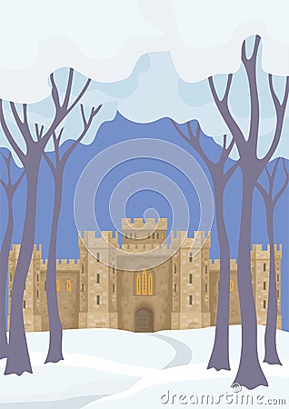 English castle in winter Vector Illustration