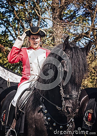 English cavalry horseman during the Elf Fantasy Fair Editorial Stock Photo