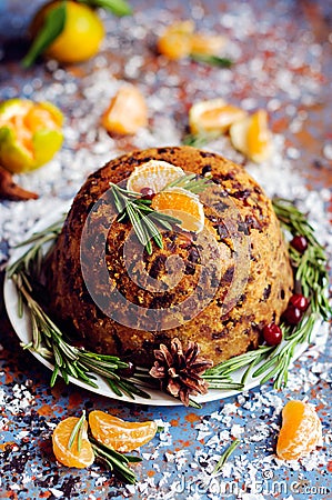 English Christmas plum pudding Stock Photo